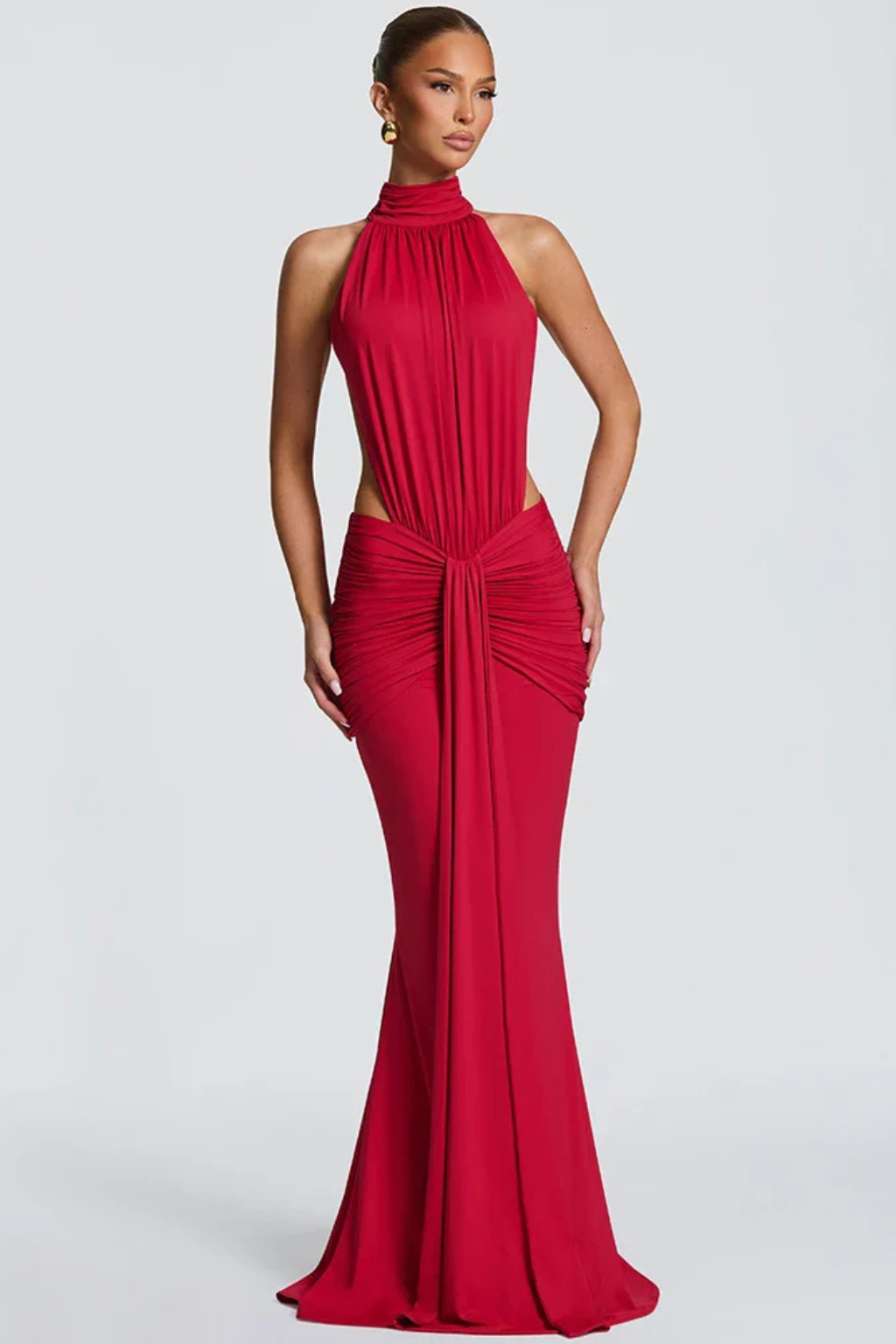 Women’s Backless Halter Maxi Dress for Evening Glamour