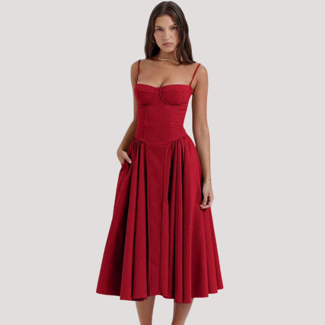 Women's Corset Bodice Midi Dress