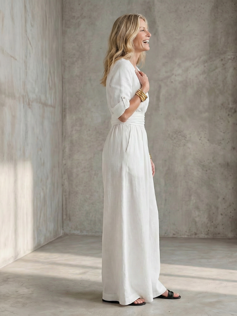 Women's Cross Front Wide Leg Jumpsuit