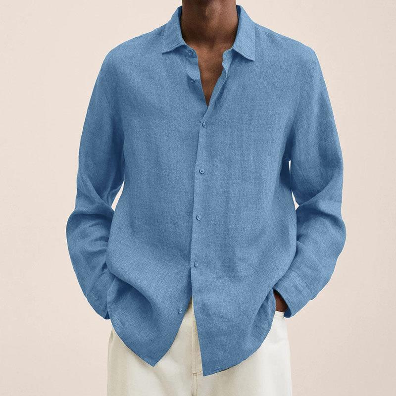 Men's Long-Sleeve Slim-Fit Shirt with Classic Collar