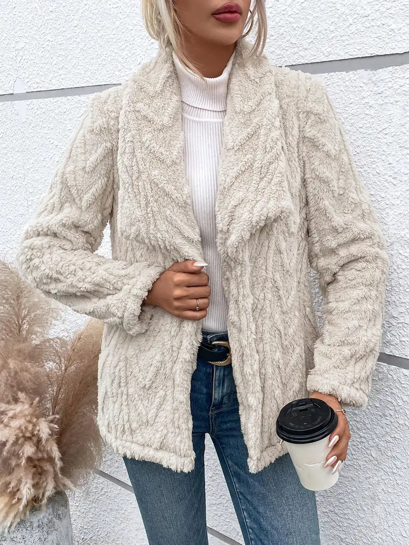 Comfortable Stylish White Fleece Jacket for Women