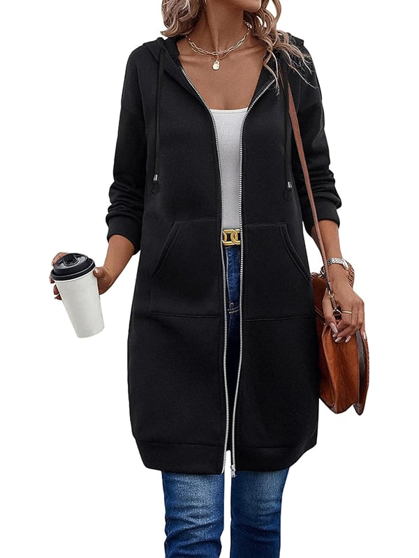 Women's Knee Length Long Zip Hoodie