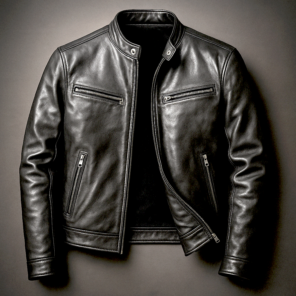 Men's Classic Faux Leather Zip-Up Jacket