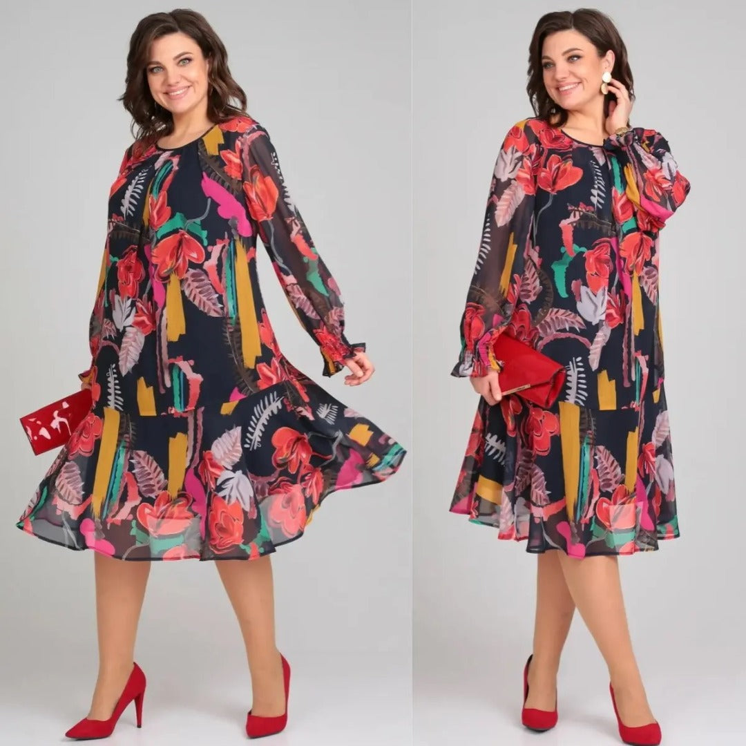 Women's Floral Midi Dress Modern