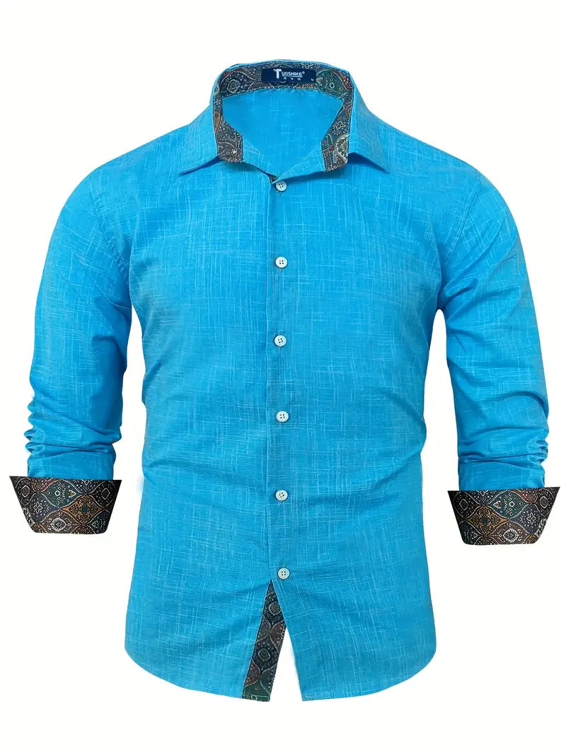 Men's Tailored Button-Up Shirt with Contrast Details