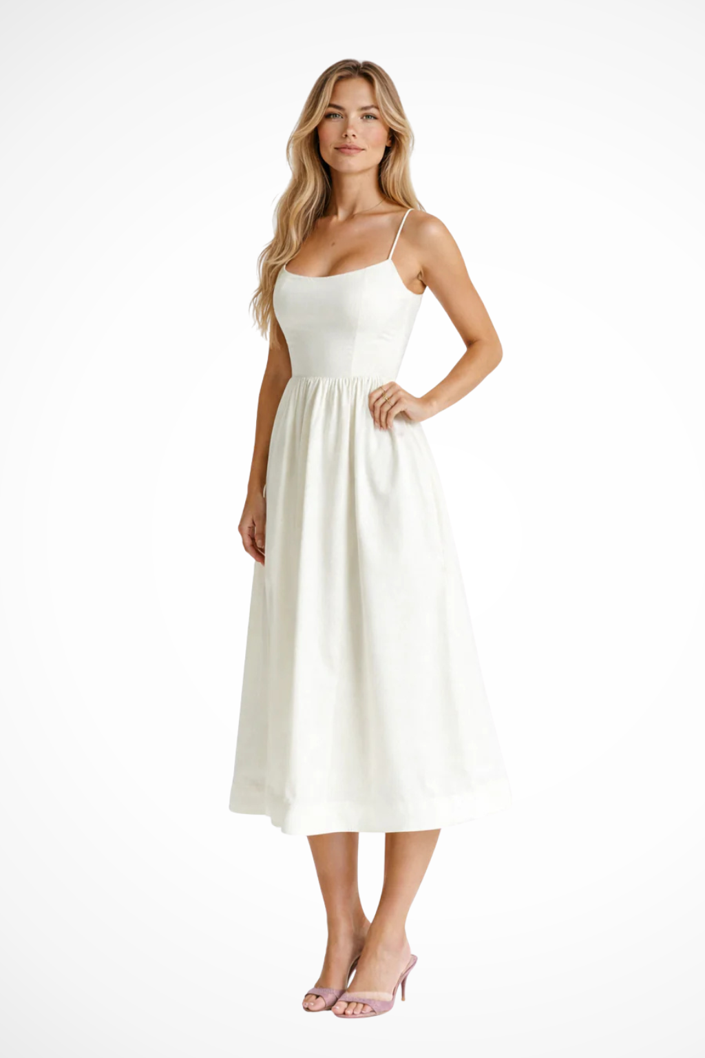 Sleeveless Midi Dress for Women with Flowy Feminine Silhouette