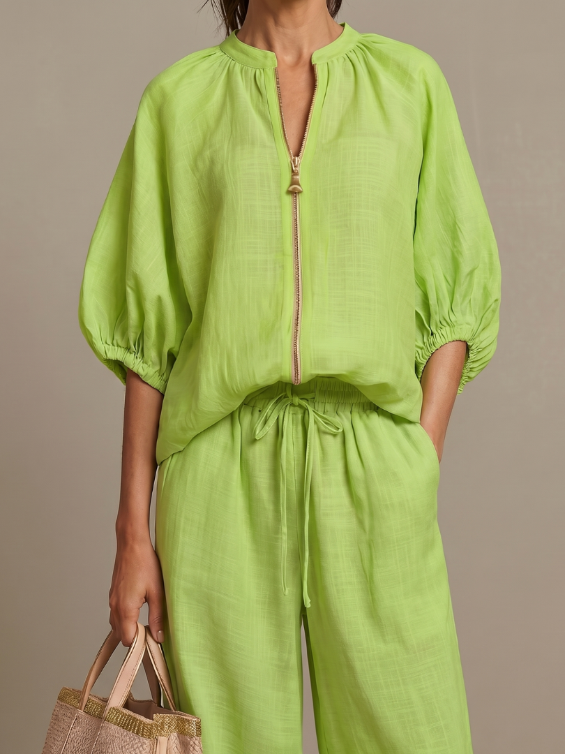 Women's Relaxed Zip-Up Two-Piece Set