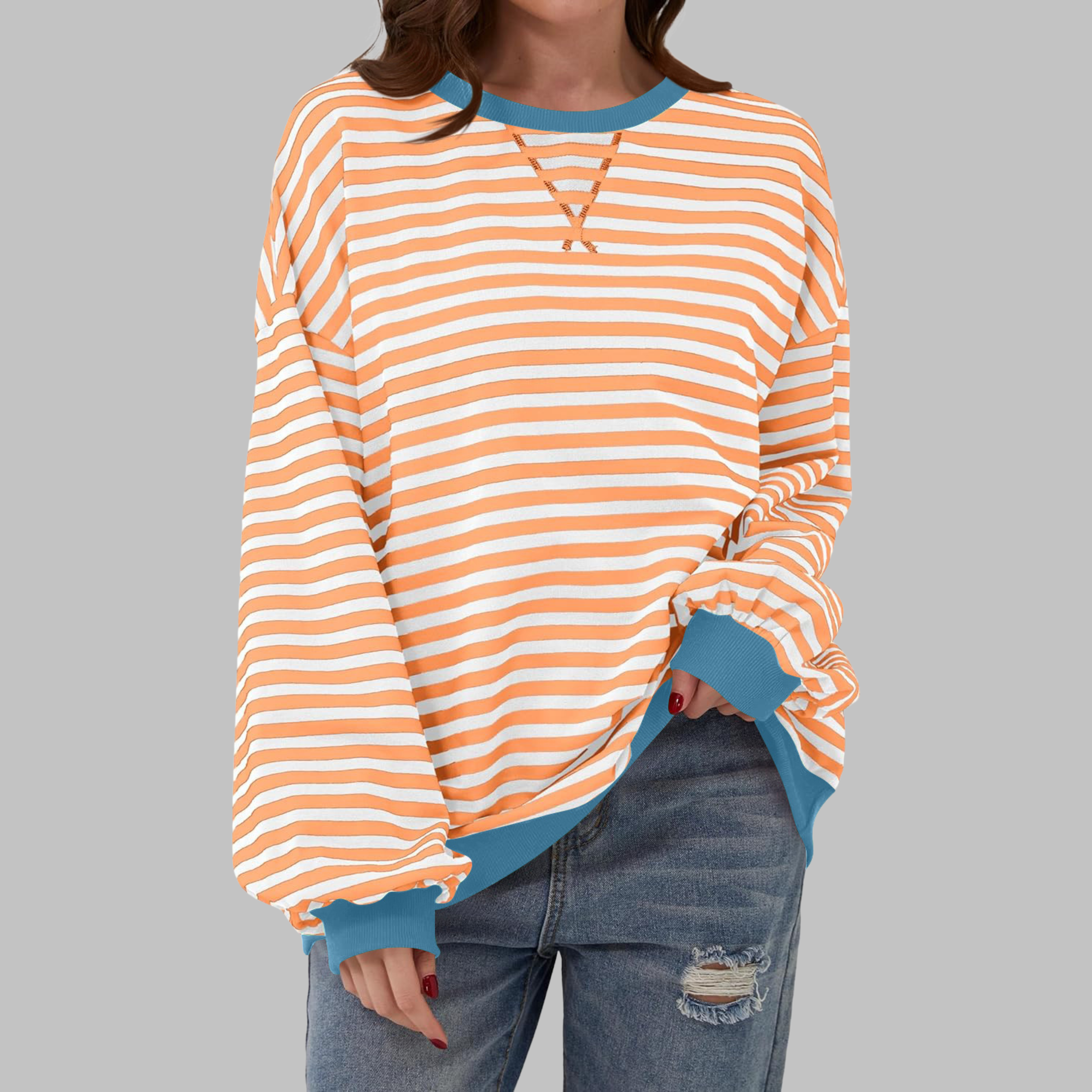Women's Striped Long Sleeve Sweatshirt