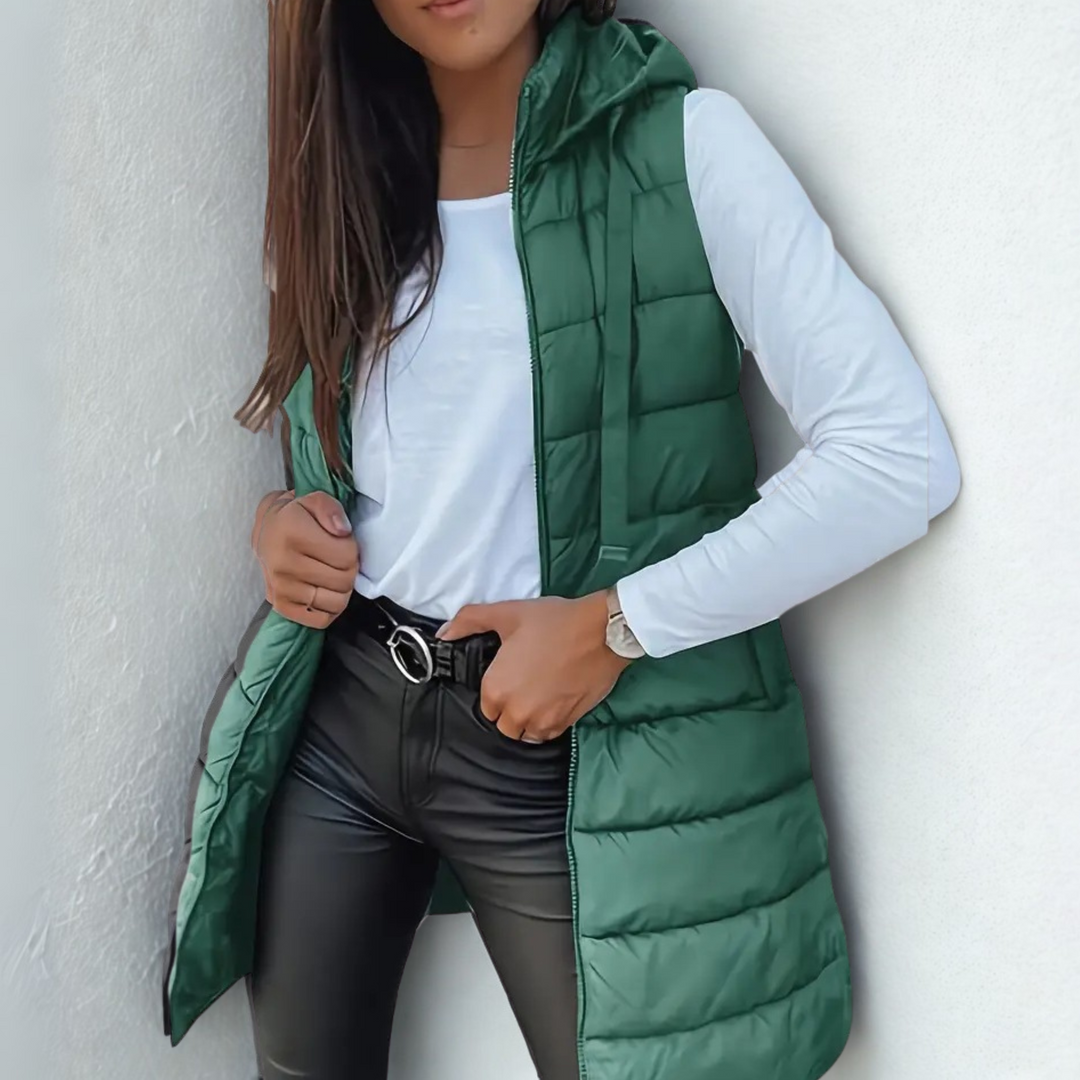 Women's Sleeveless Puffer Vest with Hood