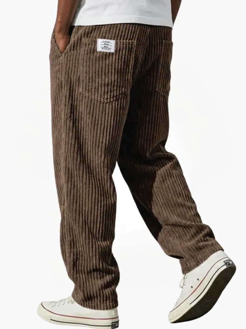 Men's Relaxed Fit Corduroy Straight-Leg Trousers
