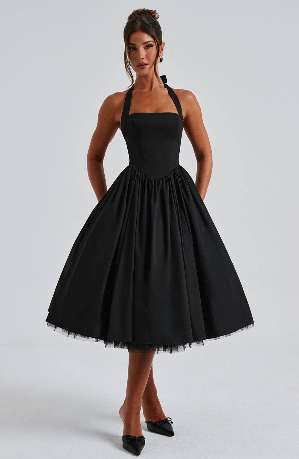 Women’s Halter Neck Midi Dress for Weddings, Parties and Special Occasions