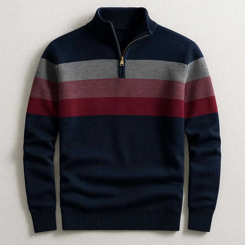 Men's Classic Striped Quarter-Zip Sweater