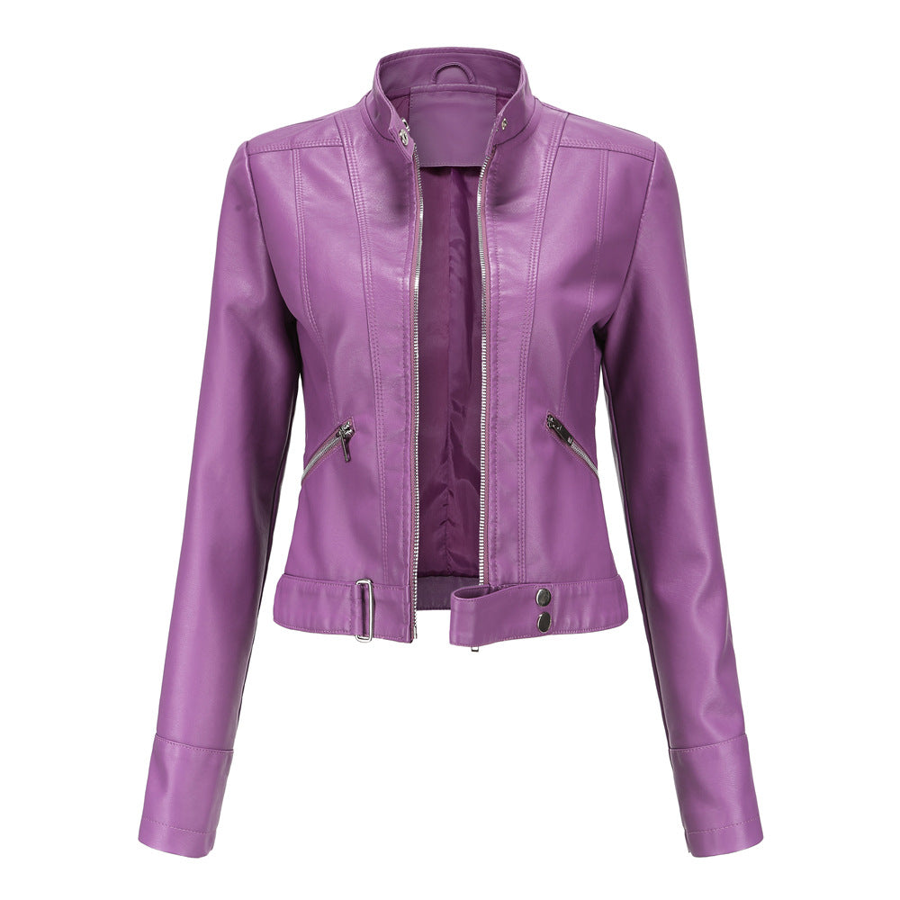 Women’s Fitted Zip-Up Leather Jacket