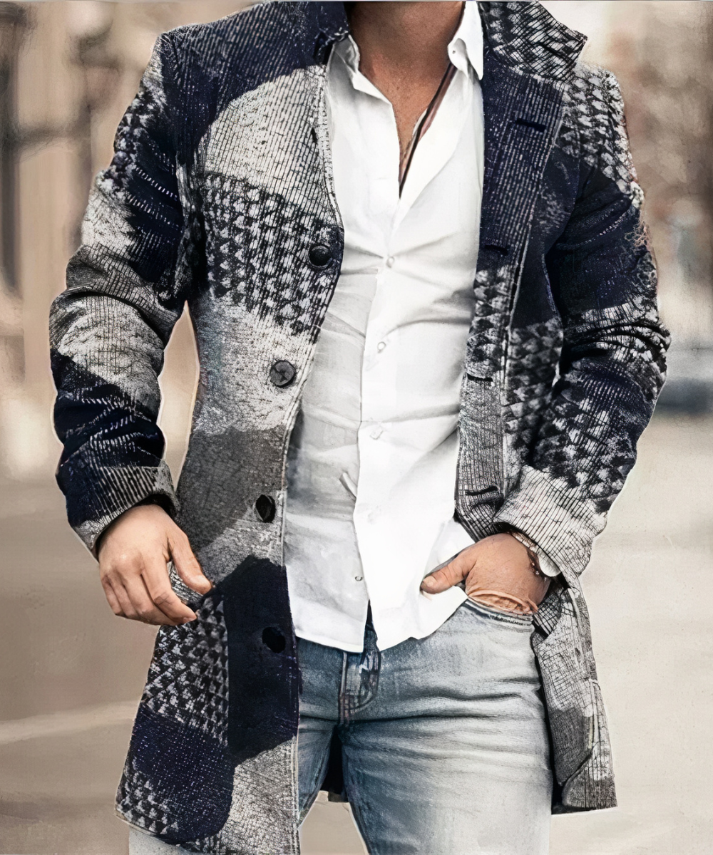 Men's Trench Coat with Button Closure