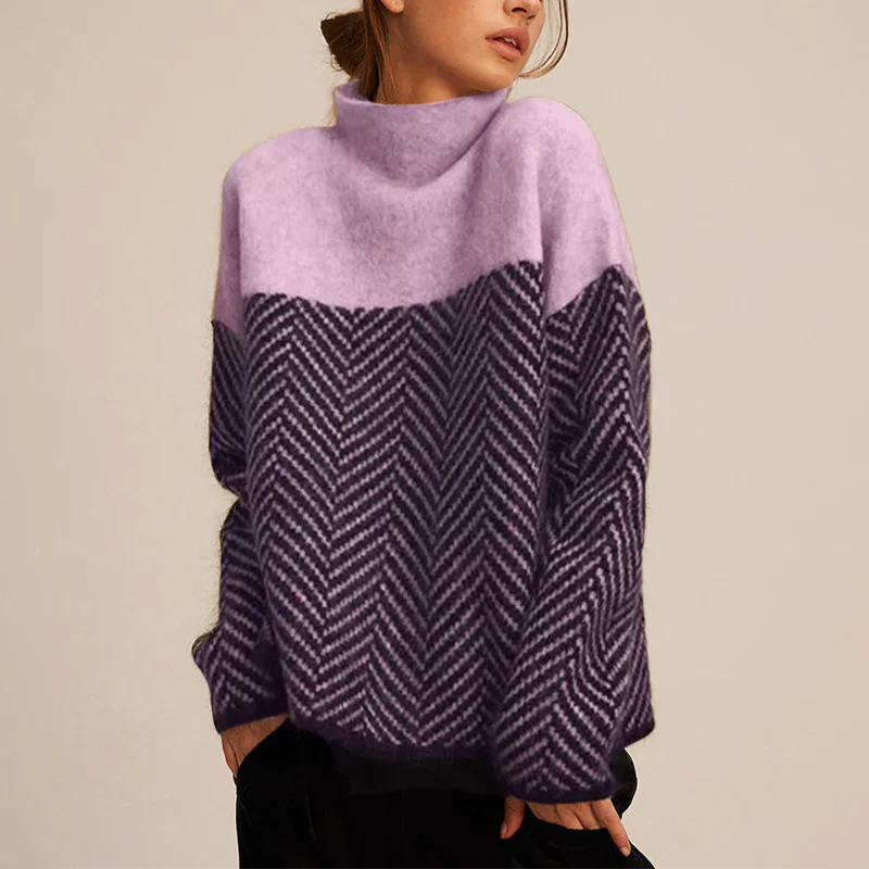 Women's Turtleneck Geometric Pattern Sweater