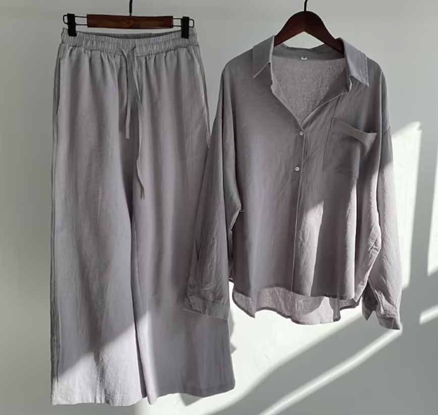 Women’s Sleeveless Two-Piece Summer Set with Relaxed Wide-Leg Pants
