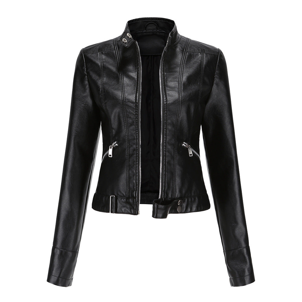 Women’s Fitted Zip-Up Leather Jacket