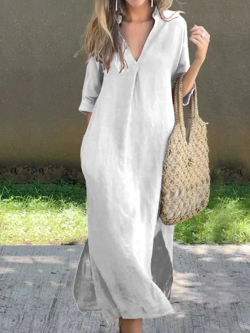 Women's Relaxed V-Neck Maxi Dress