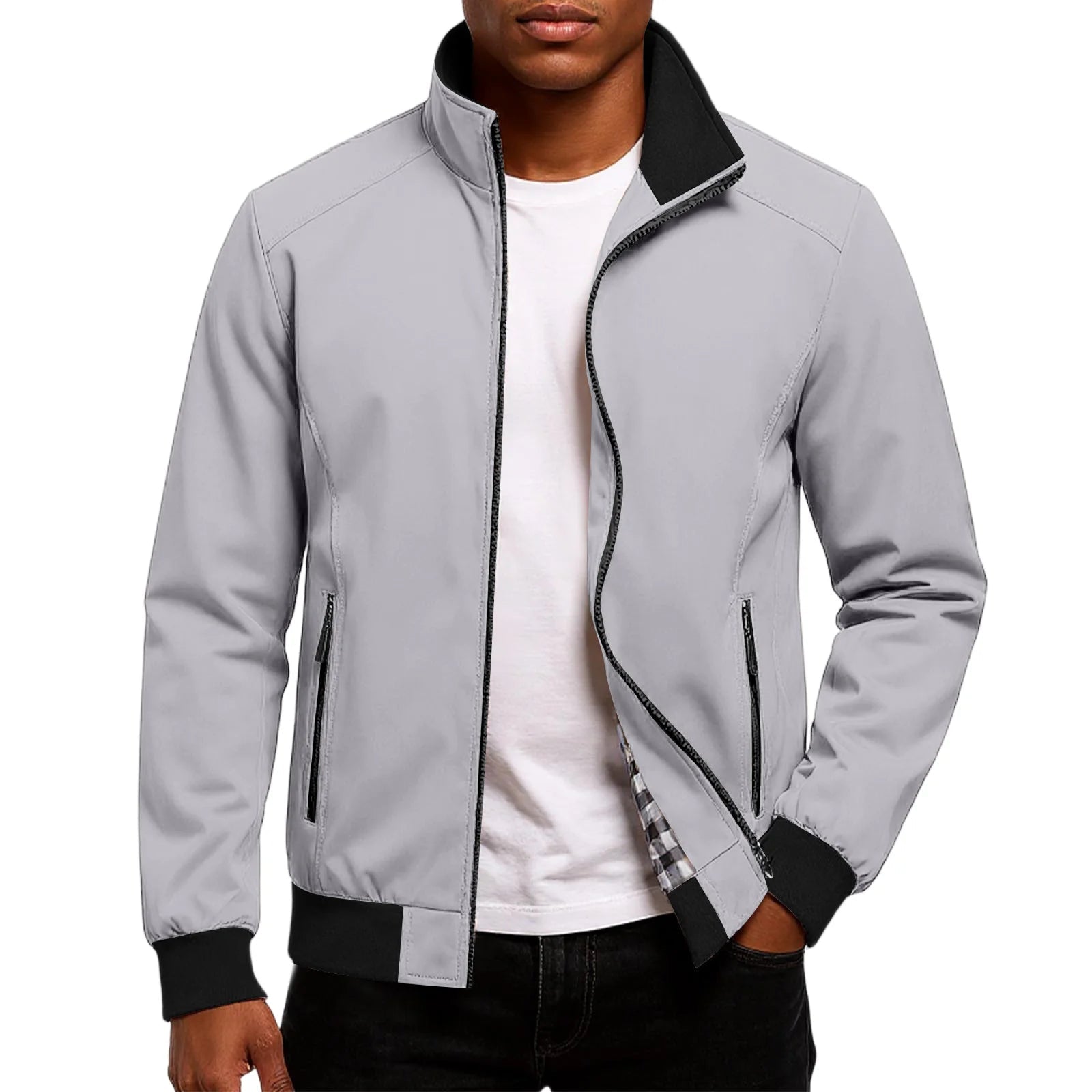 Men's Classic Zip-Up Casual Bomber Jacket