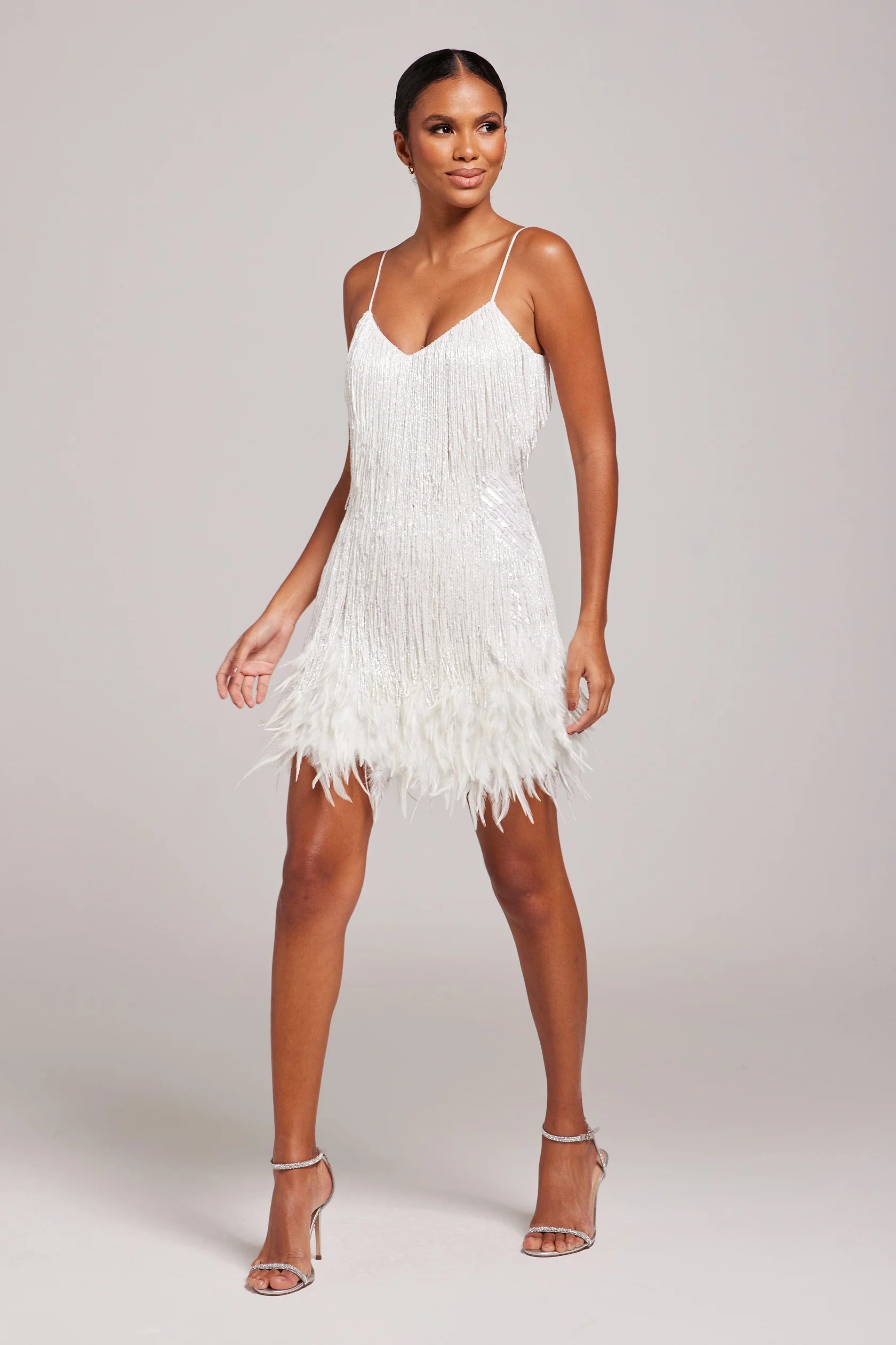 Feather Fringe Mini Cocktail Dress