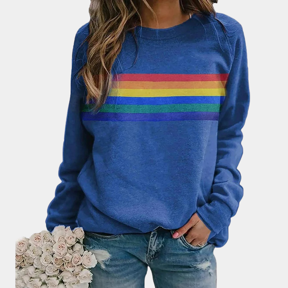 Colorful Rainbow Crewneck Sweatshirt for Women