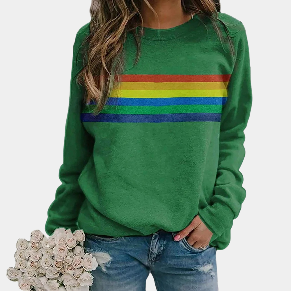 Colorful Rainbow Crewneck Sweatshirt for Women