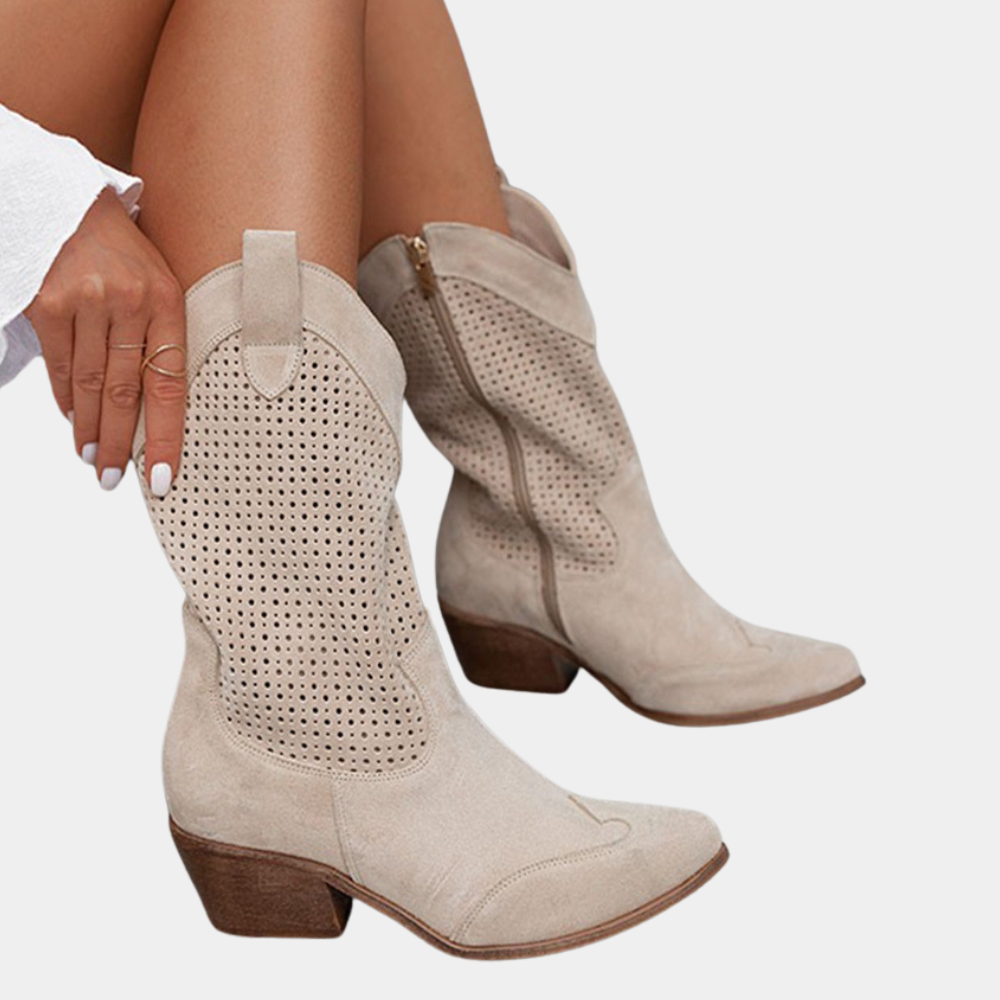 Women's Western Mid-Calf Chunky Heel Cowboy Boots