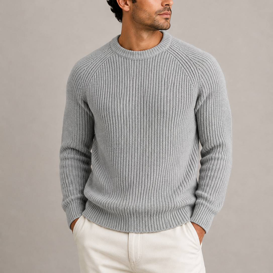 Men’s Classic Ribbed Knit Crew Neck Sweater