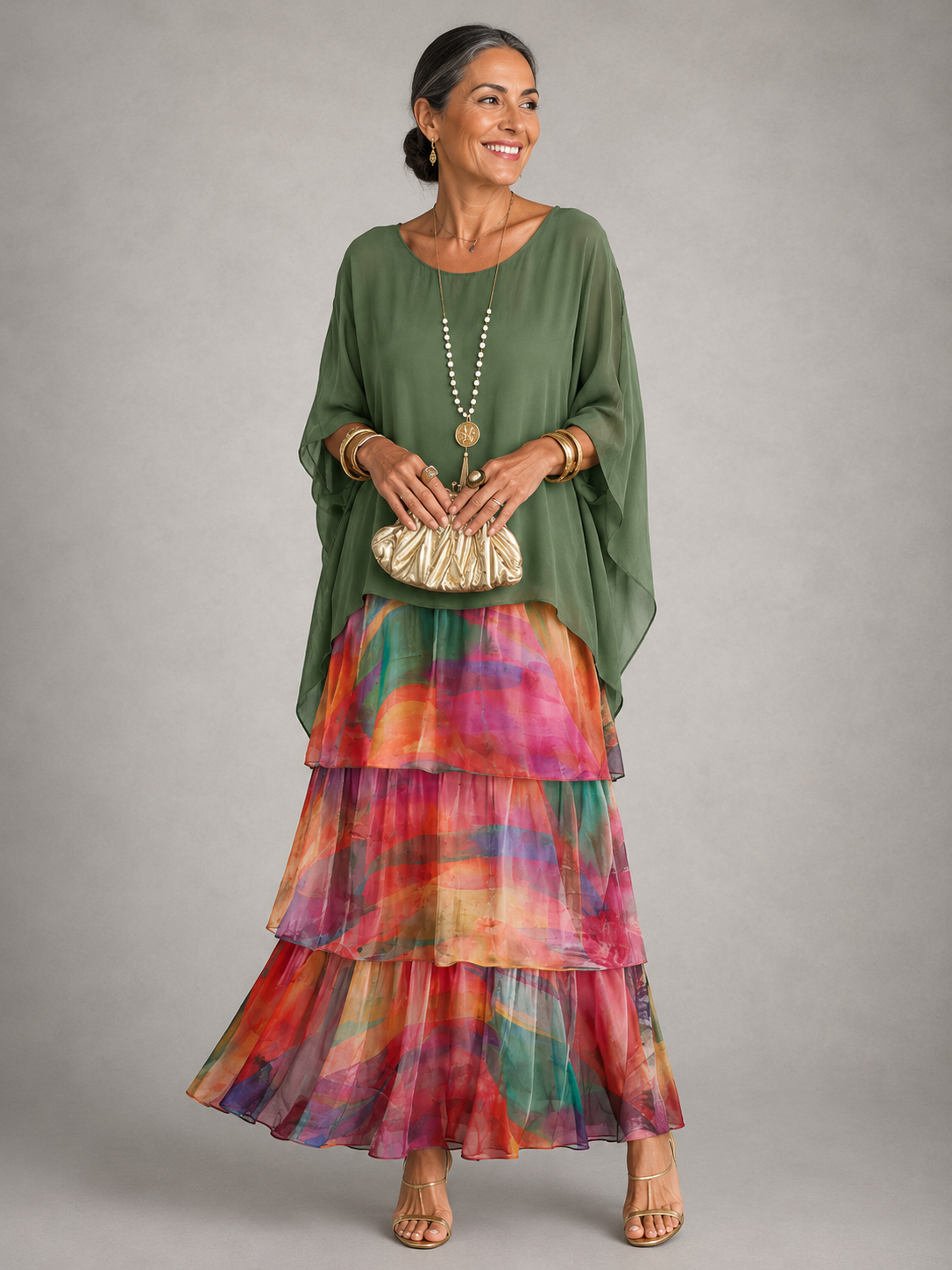 Women’s Tiered Maxi Dress with Flowing Layered Design