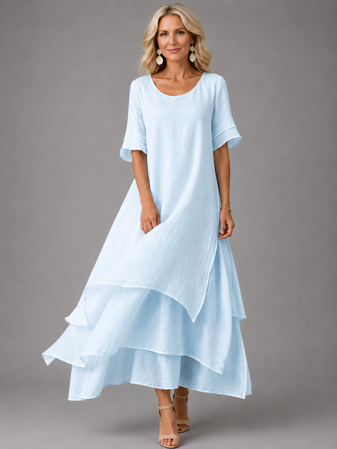 Women's Tiered Maxi Dress with Flowing Ruffle Layers
