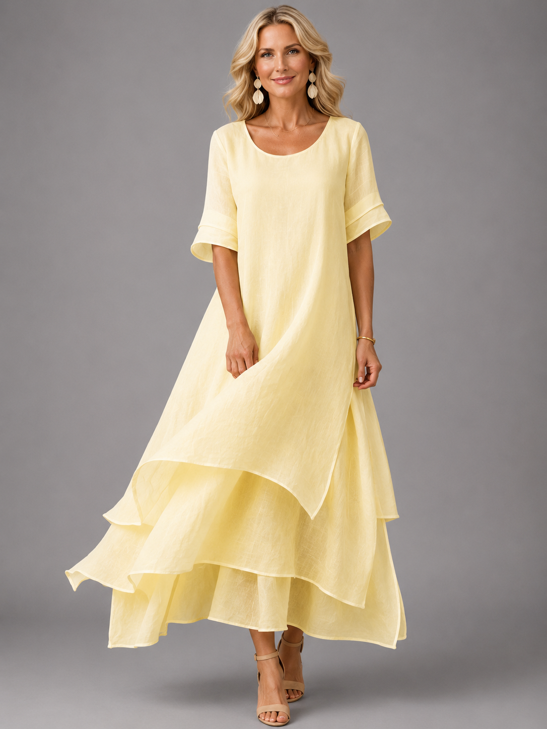 Women’s Layered Maxi Dress with Flowy Tiered Skirt