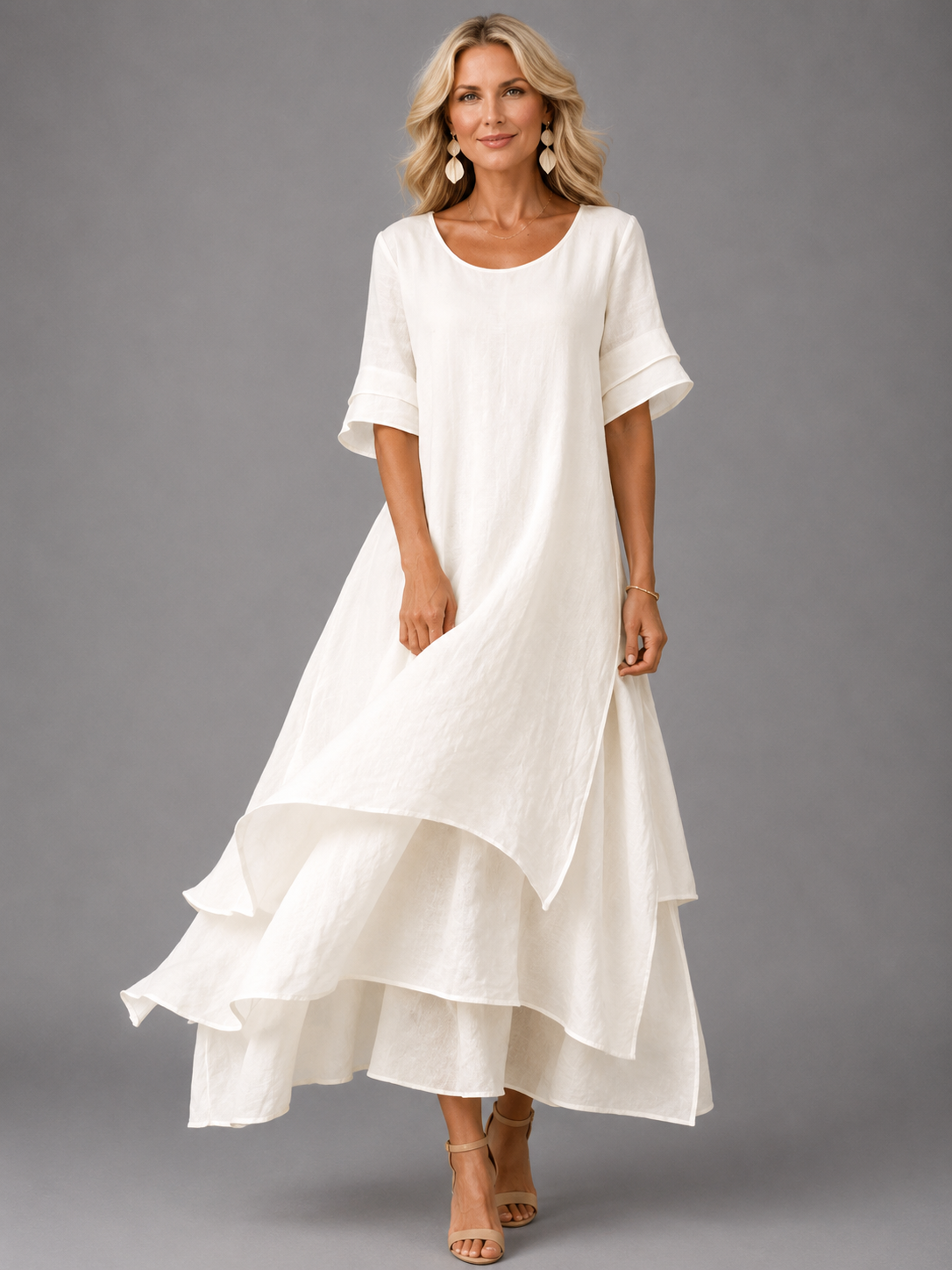 Women’s Layered Maxi Dress with Flowy Tiered Skirt