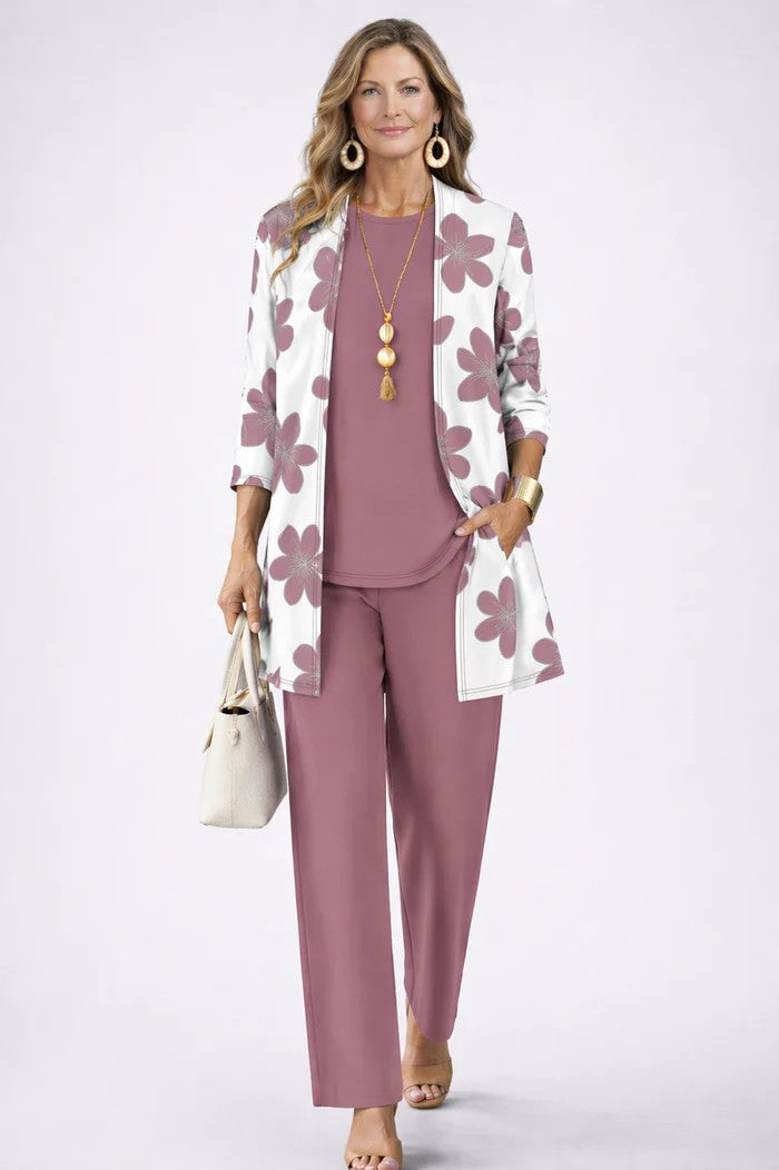 Women's Elegant Printed Co-Ord Three-Piece Set