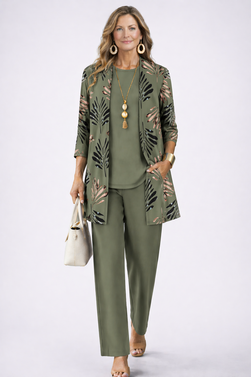 Women's Elegant Printed Co-Ord Three-Piece Set