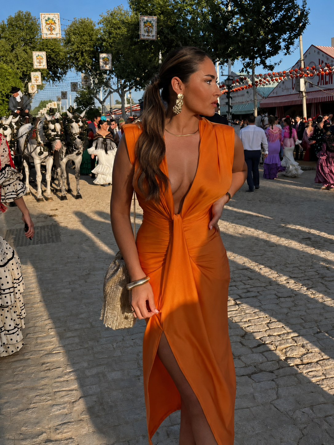 Pleated V-Neck Maxi Dress for Women