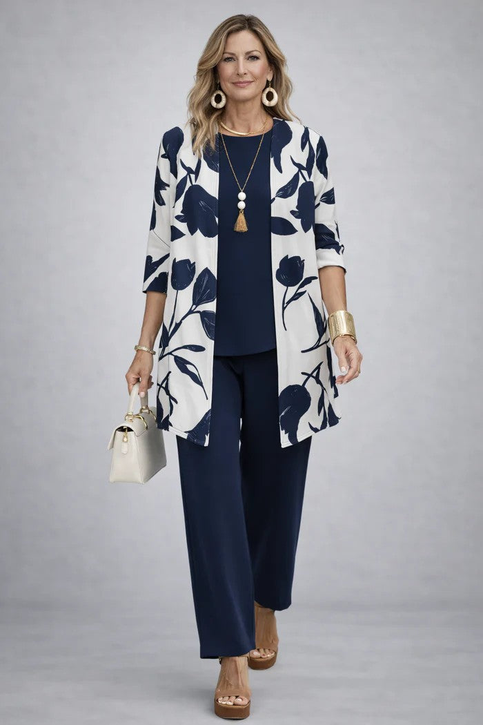 Women's Elegant Printed Co-Ord Three-Piece Set