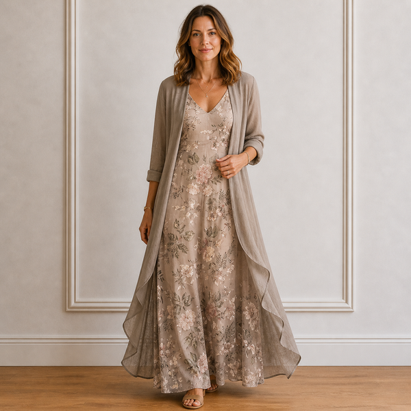 floral maxi dress with cardigan R.Vivimos Womens Summer Long Sleeve Cardigan Sexy Maxi Dresses