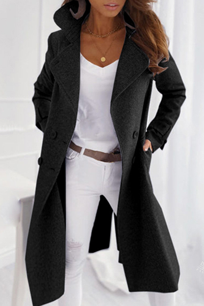 Women's Maxi Coat with Lapel Collar
