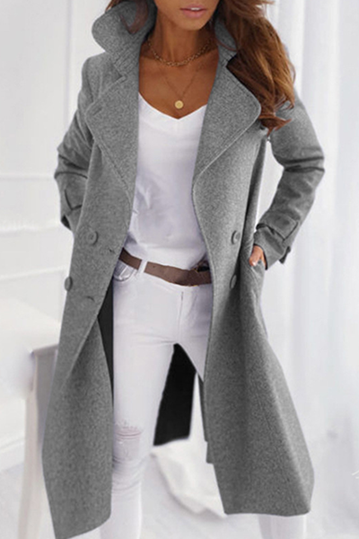 Women's Maxi Coat with Lapel Collar