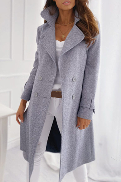 Women's Maxi Coat with Lapel Collar