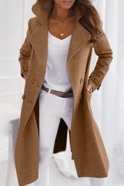 Women's Maxi Coat with Lapel Collar