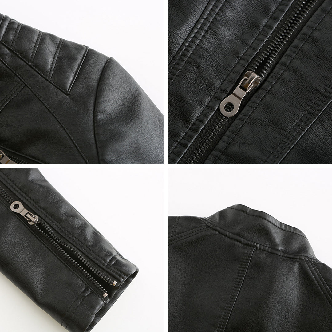Women’s Slim-Fit Zip-Up Leather Moto Jacket