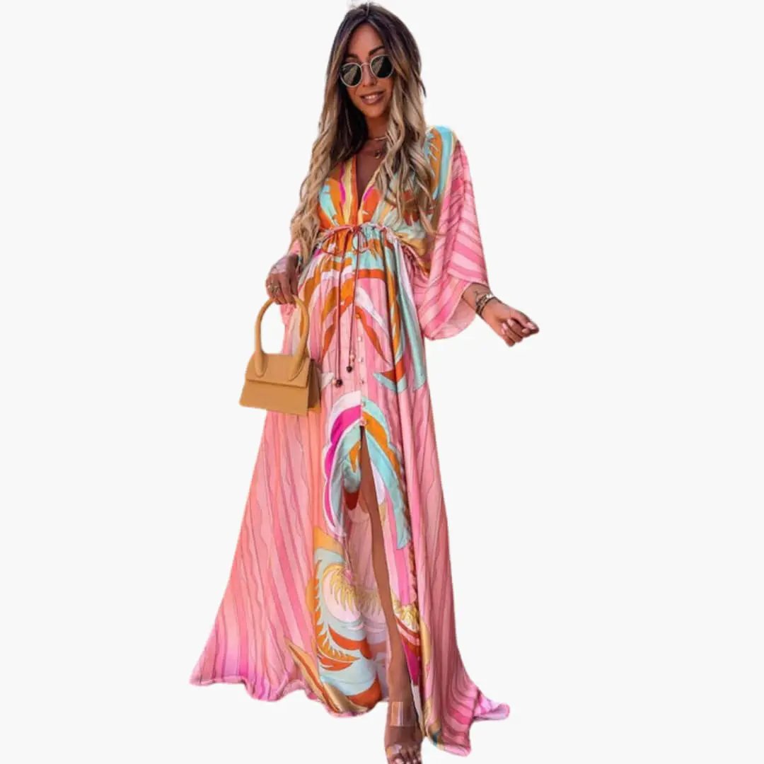 Women’s Flowing Boho Printed Maxi Dress