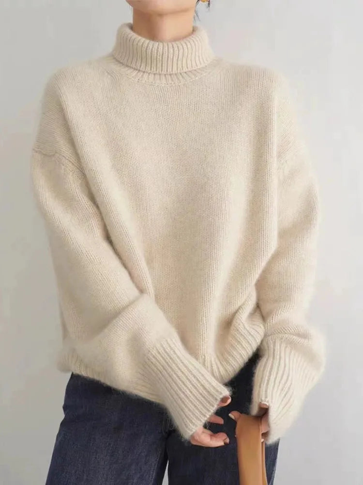 Women's Cozy Turtleneck Relaxed Fit Sweater