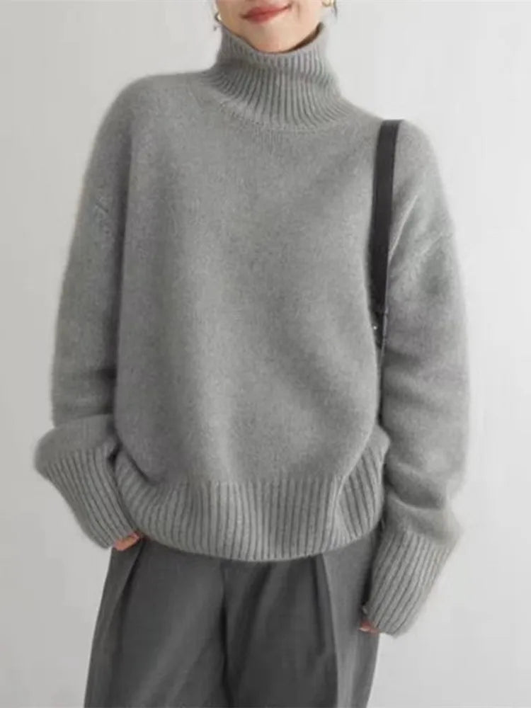 Women's Cozy Turtleneck Relaxed Fit Sweater