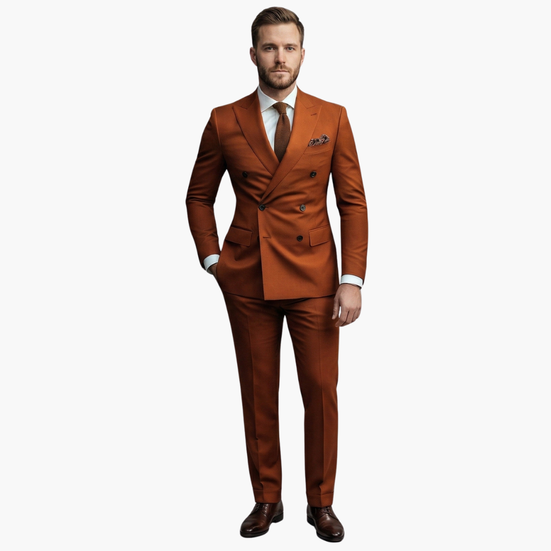 Premium Double-Breasted Suit Six-Button Two-Piece