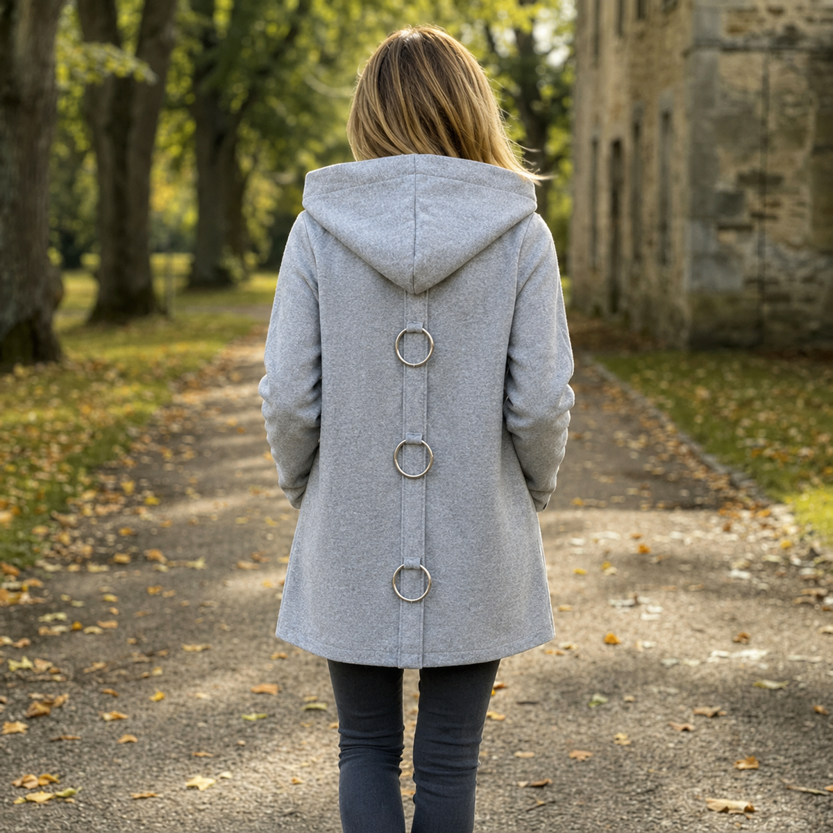Women's Button-Front Hooded Knit Coat