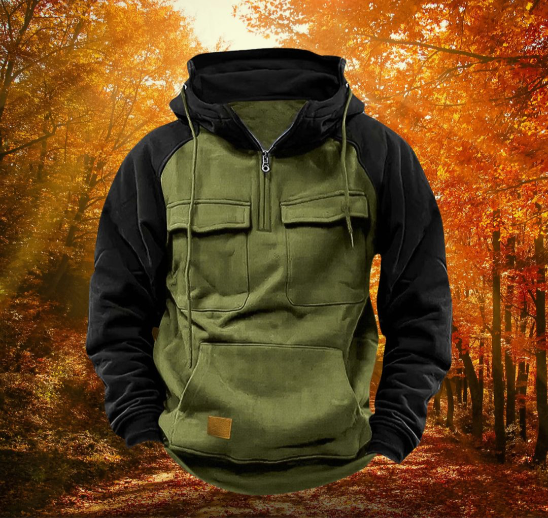 Men's Utility Hooded Pullover Hoodie with Flap Pocket