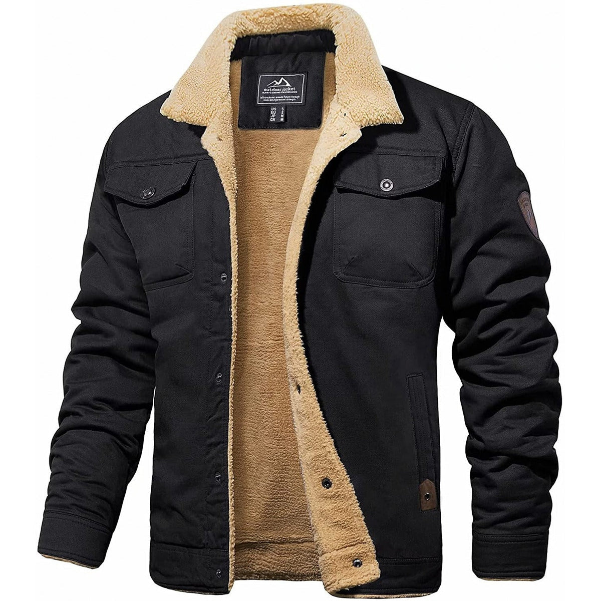 Men's Sherpa-Lined Button-Up Bomber Jacket
