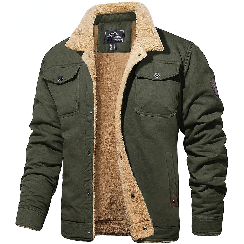 Men's Sherpa-Lined Button-Up Bomber Jacket